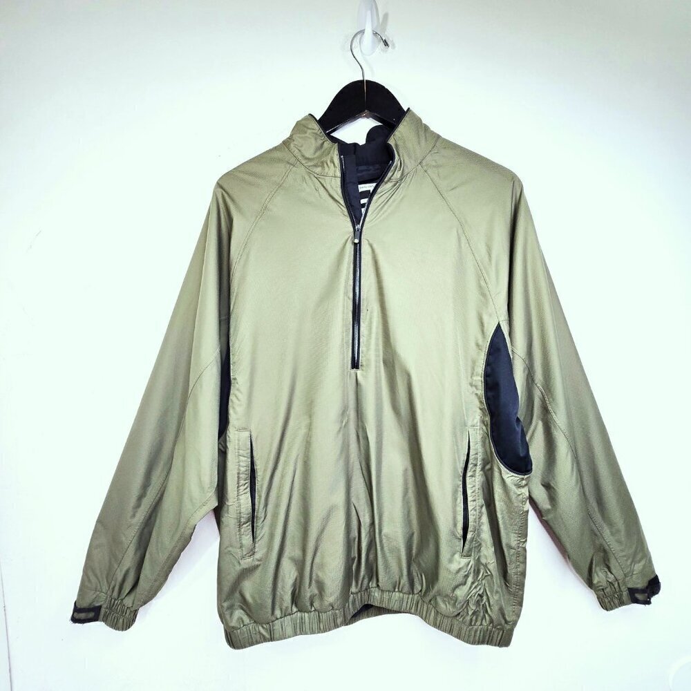 Footjoy Dryjoys Tour Collection Green Windbreaker 1/4 Zip Pullover Jacket Golf
